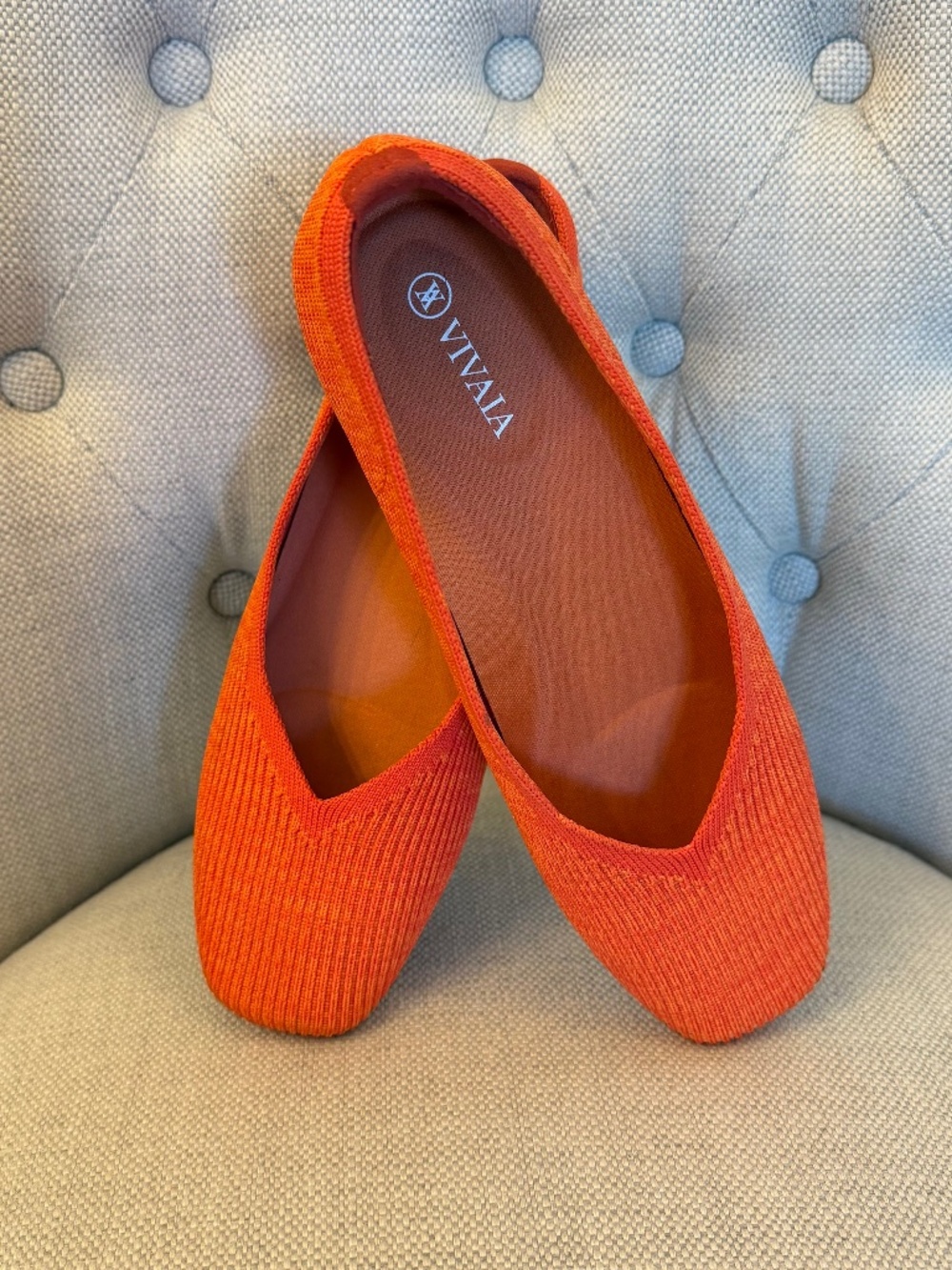 VIVAIA Margot 2.0 Orange Square Toe Ballet Flat Size EU 38.5